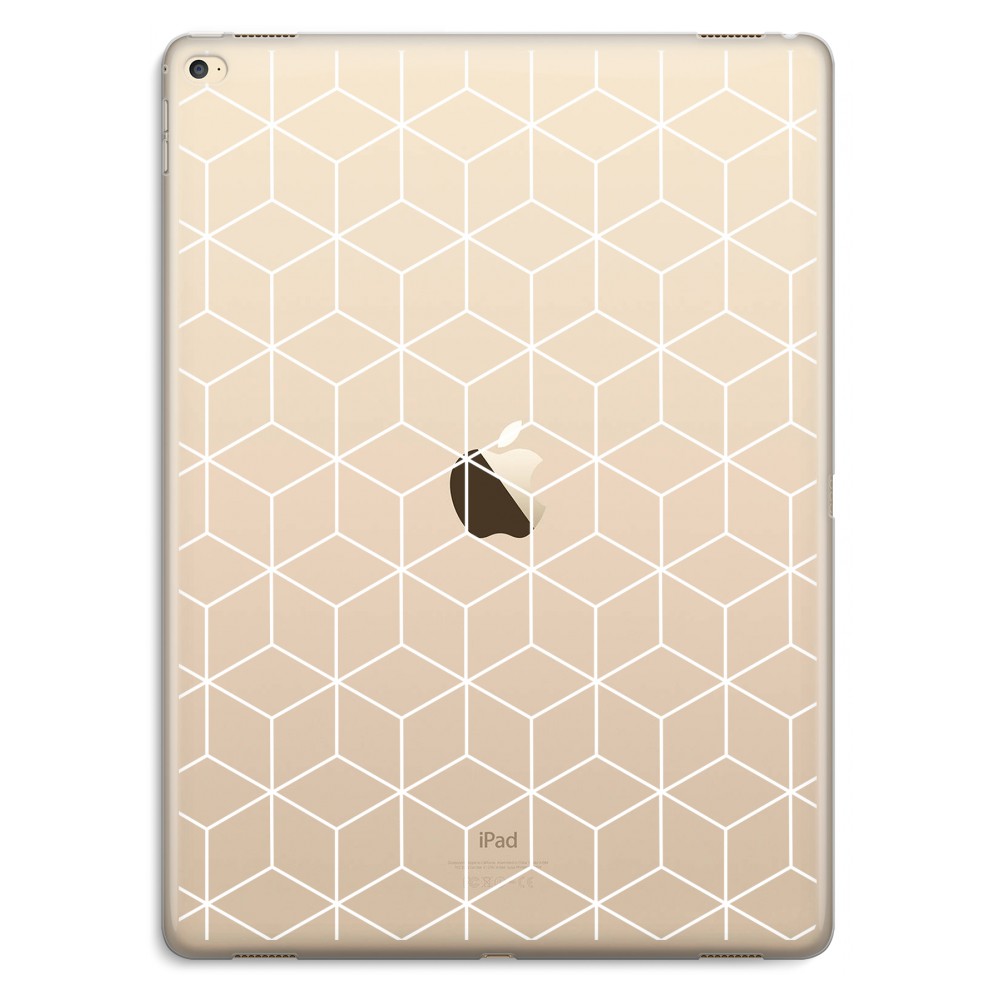Apple Ipad Pro 129 Inch Transparant Hoesje Soft Zwart Witte Kubussen apple kopen in de aanbieding