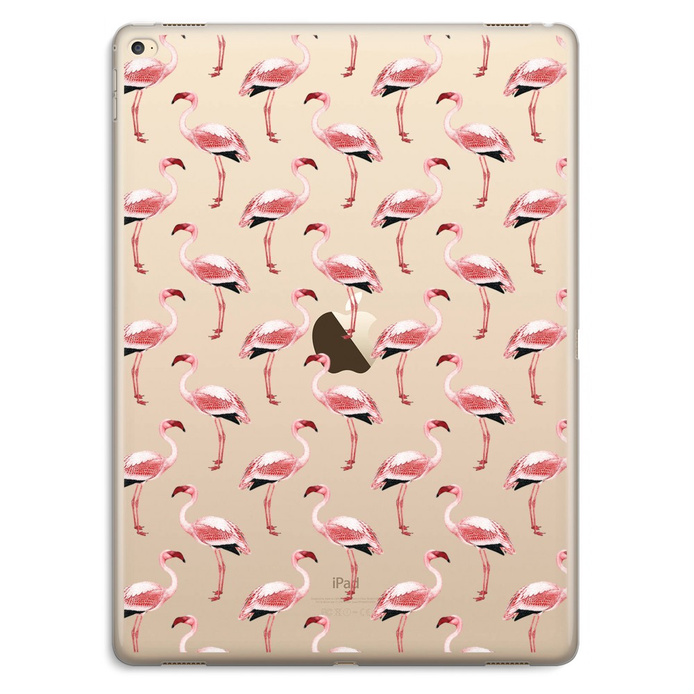 Apple Ipad Pro 129 Inch Transparant Hoesje Soft Flamingoprint Groen apple kopen in de aanbieding