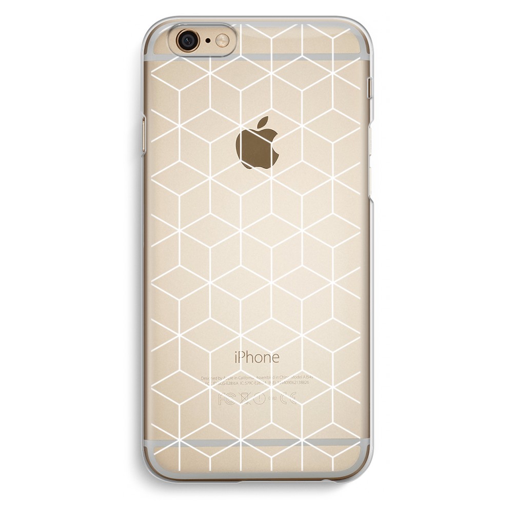 Apple Iphone 6 6S Transparant Hoesje Soft Zwart Witte Kubussen apple kopen in de aanbieding