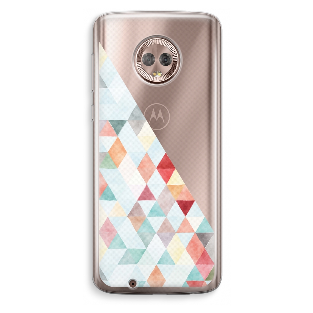 Motorola Moto G6 Transparant Hoesje Soft Gekleurde Driehoekjes Pastel motorola kopen in de aanbieding