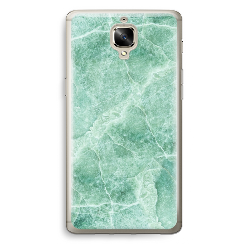 Oneplus 3 Transparant Hoesje Soft Groen Marmer oneplus kopen in de aanbieding