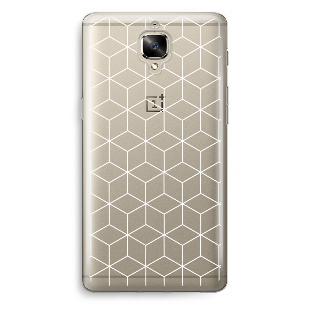 Oneplus 3 Transparant Hoesje Soft Zwart Witte Kubussen oneplus kopen in de aanbieding