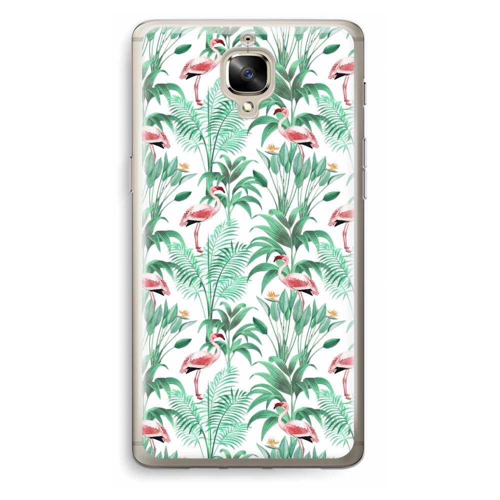 Oneplus 3 Transparant Hoesje Soft Flamingo Bladeren oneplus kopen in de aanbieding