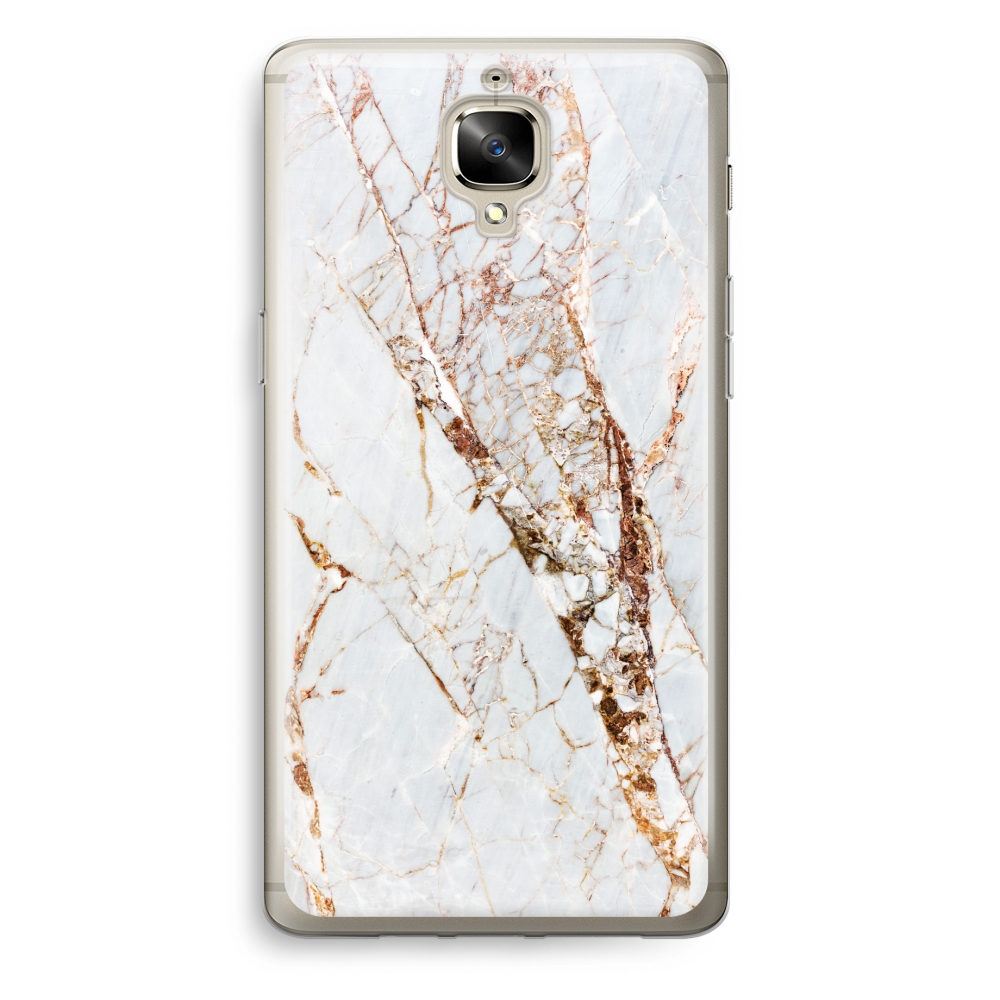 Oneplus 3T Transparant Hoesje Soft Goud Marmer oneplus kopen in de aanbieding