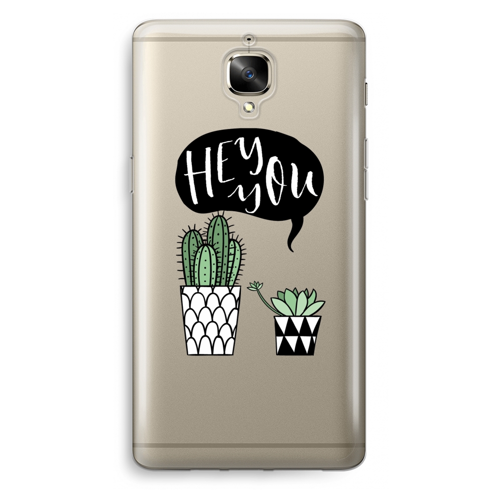 Oneplus 3T Transparant Hoesje Soft Hey You Cactus oneplus kopen in de aanbieding