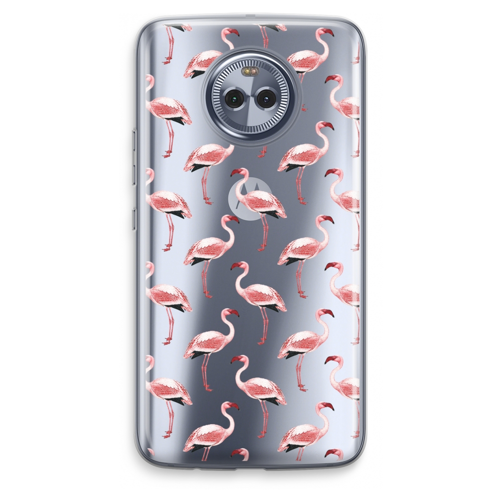 Motorola Moto X4 Transparant Hoesje Soft Flamingoprint Groen motorola kopen in de aanbieding