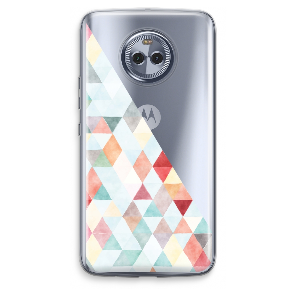 Motorola Moto X4 Transparant Hoesje Soft Gekleurde Driehoekjes Pastel motorola kopen in de aanbieding