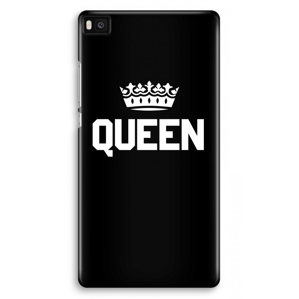 Huawei Ascend P8 Volledig Geprint Hoesje Hard Queen Zwart huawei kopen in de aanbieding