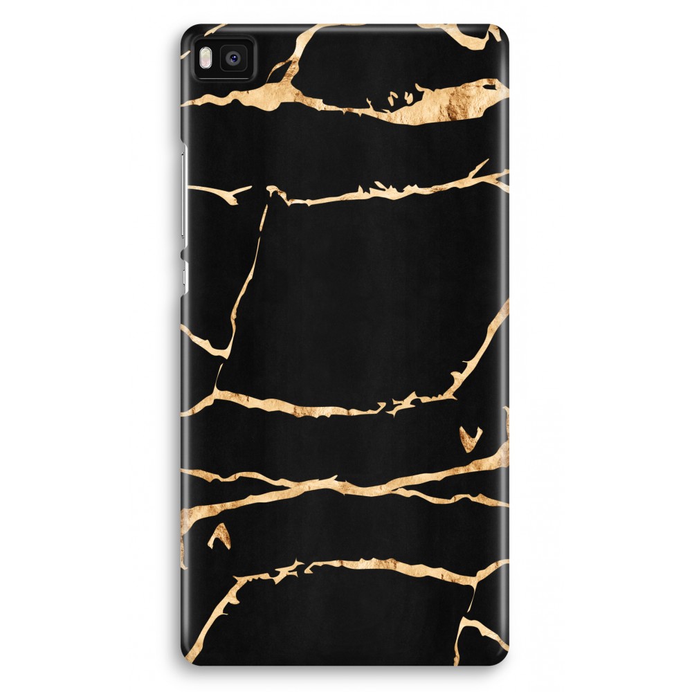 Huawei Ascend P8 Volledig Geprint Hoesje Hard Gouden Marmer huawei kopen in de aanbieding