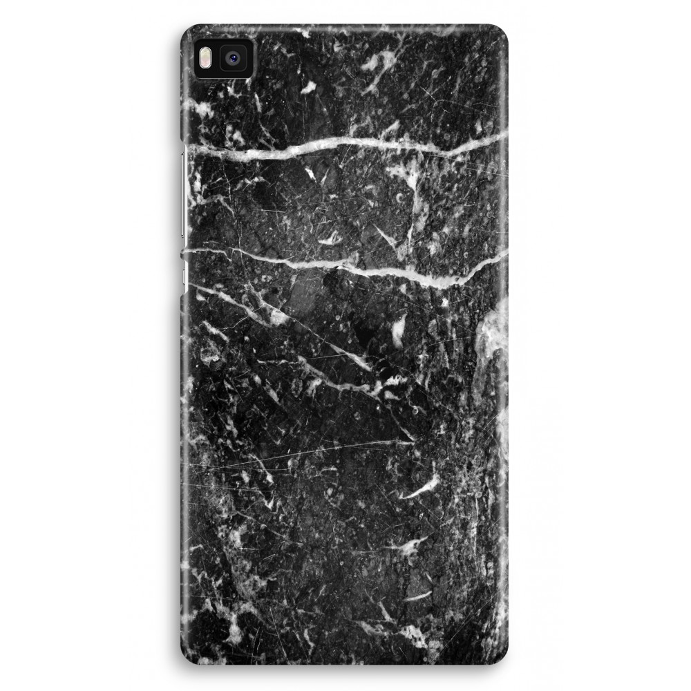 Huawei Ascend P8 Volledig Geprint Hoesje Hard Zwart Marmer huawei kopen in de aanbieding