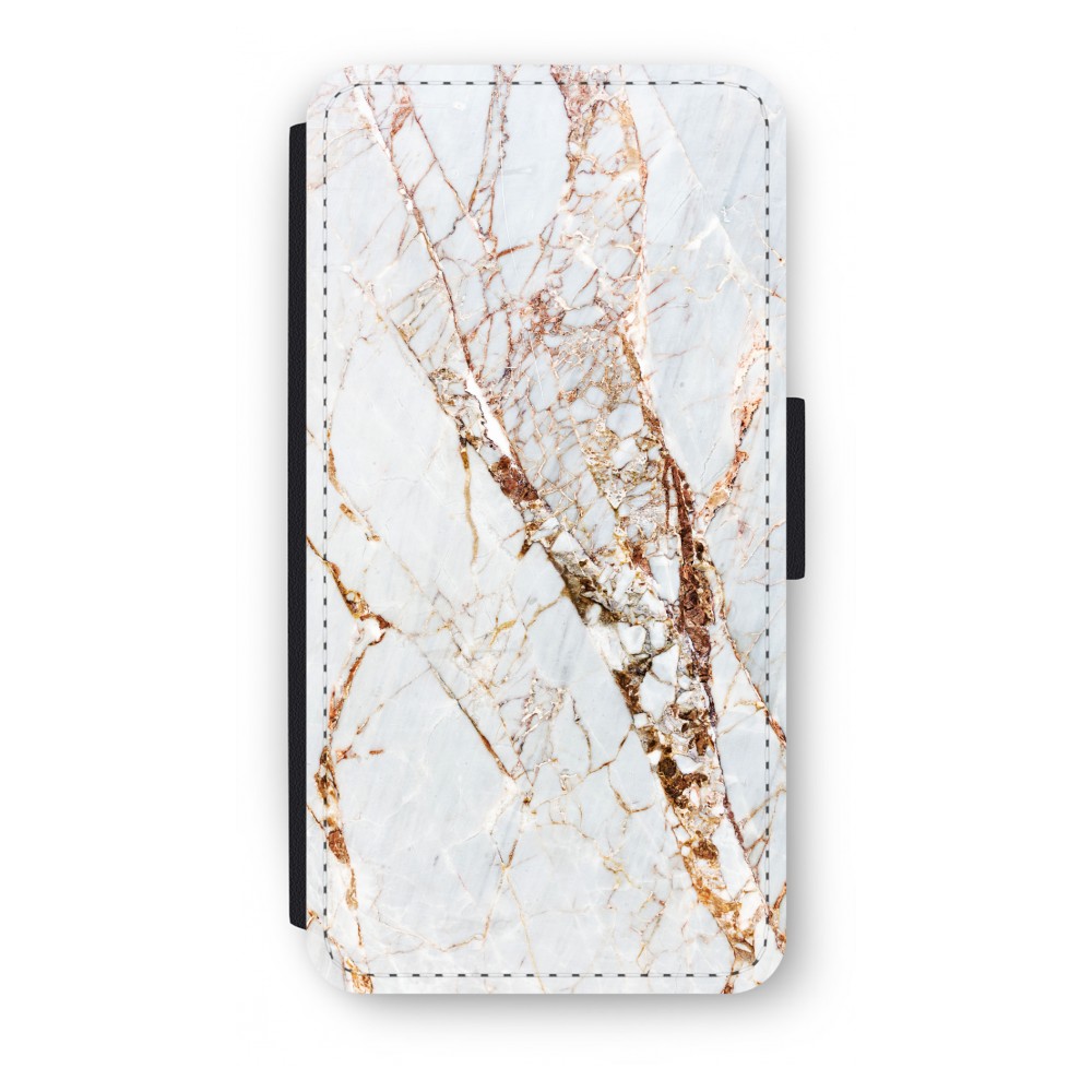 Huawei P8 Lite 2015 2016 Flip Hoesje Goud Marmer huawei kopen in de aanbieding