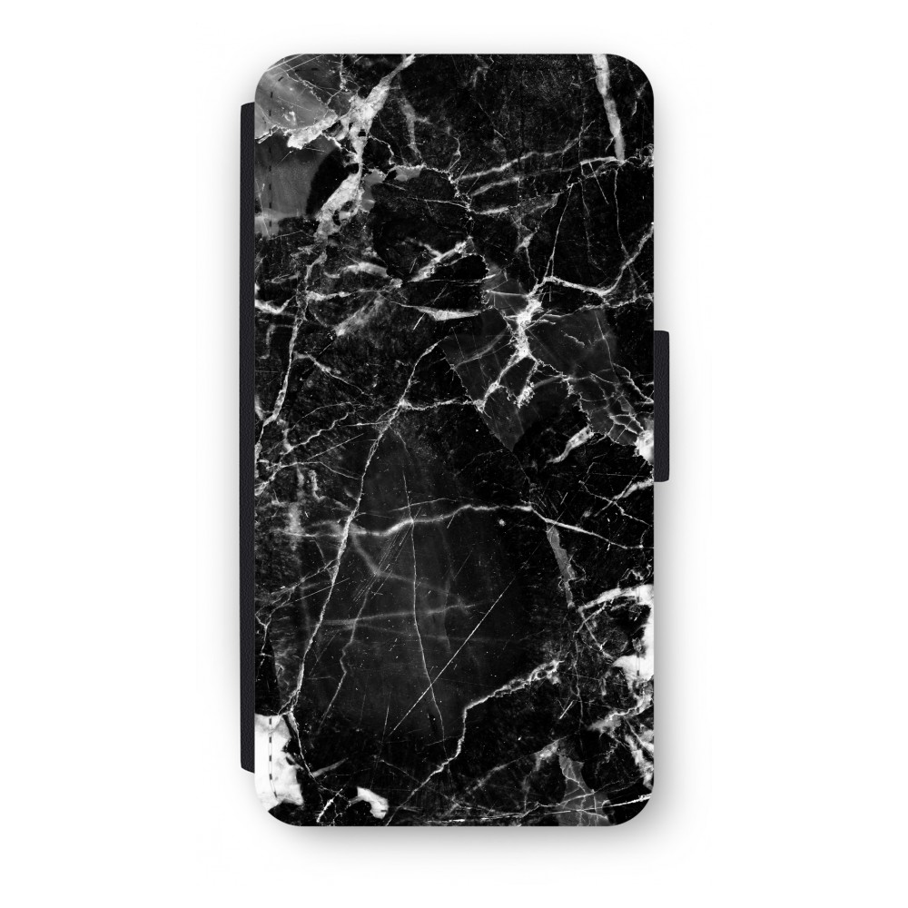 Huawei P8 Lite 2015 2016 Flip Hoesje Zwart Marmer 2 huawei kopen in de aanbieding