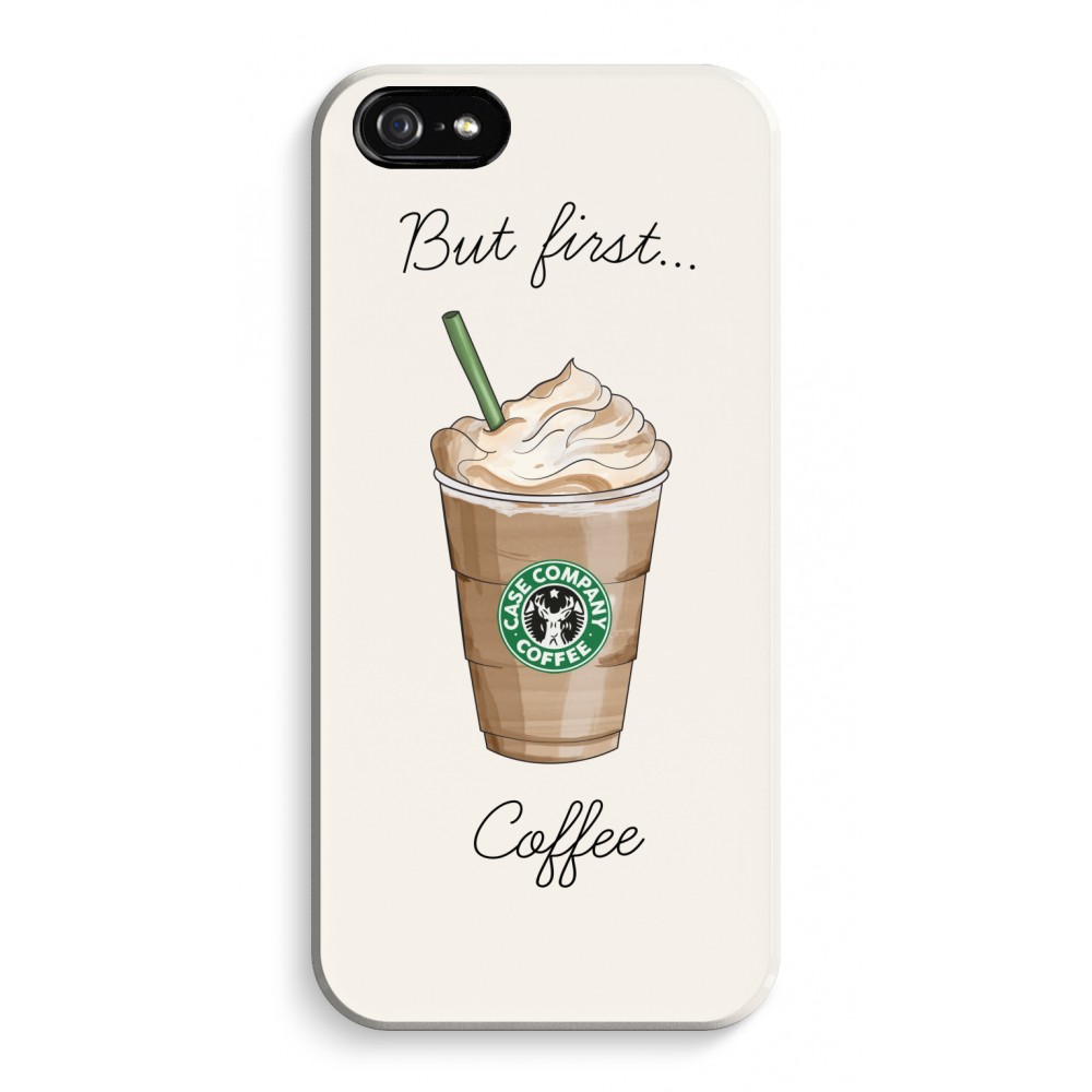 Apple Iphone 5 5S Se Volledig Geprint Hoesje Hard Glossy But First Coffee apple kopen in de aanbieding