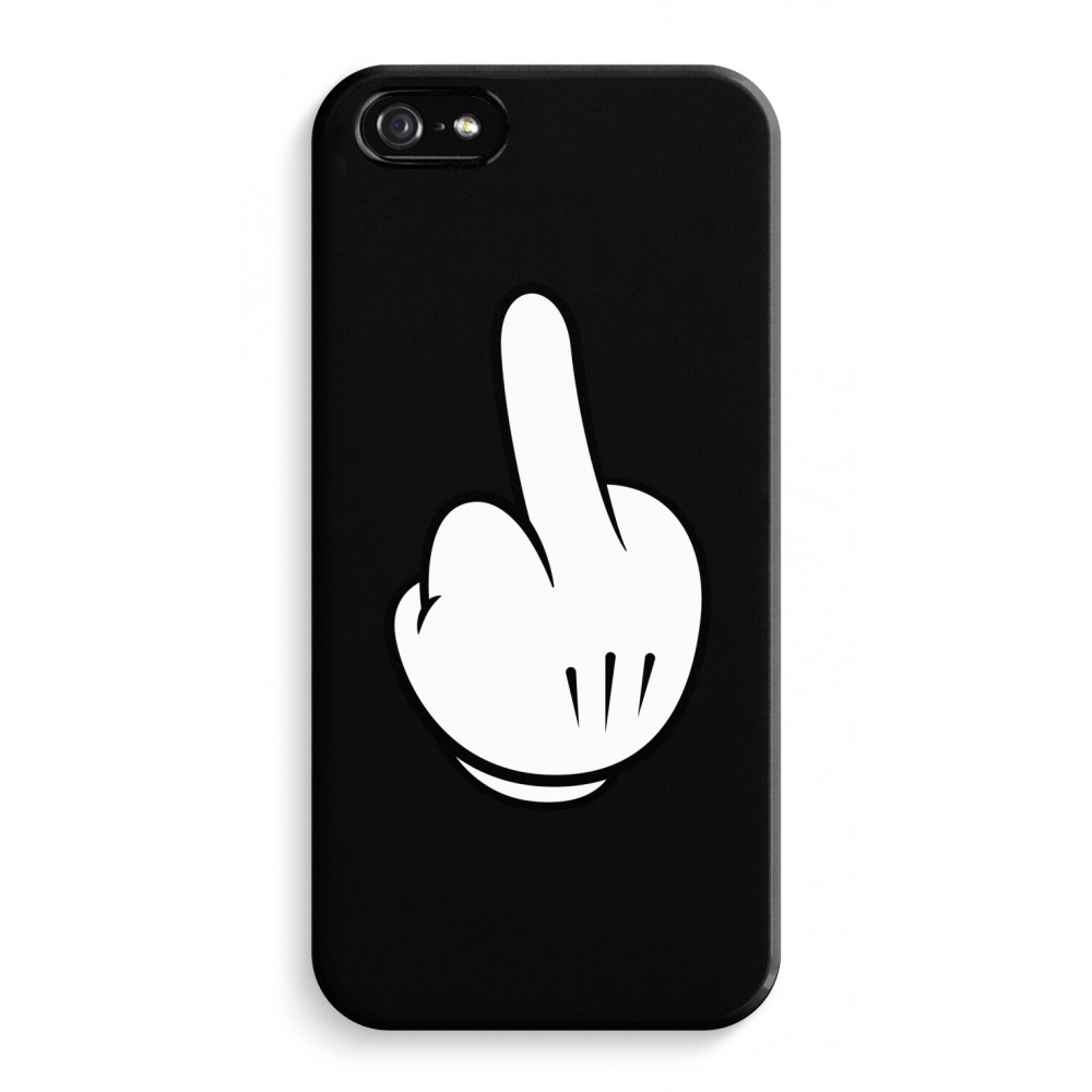 Apple Iphone 5 5S Se Volledig Geprint Hoesje Hard Glossy Middle Finger Black apple kopen in de aanbieding