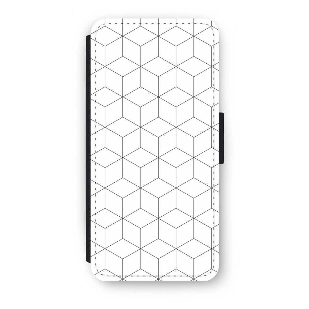 Apple Iphone 5C Flip Hoesje Zwart Witte Kubussen apple kopen in de aanbieding