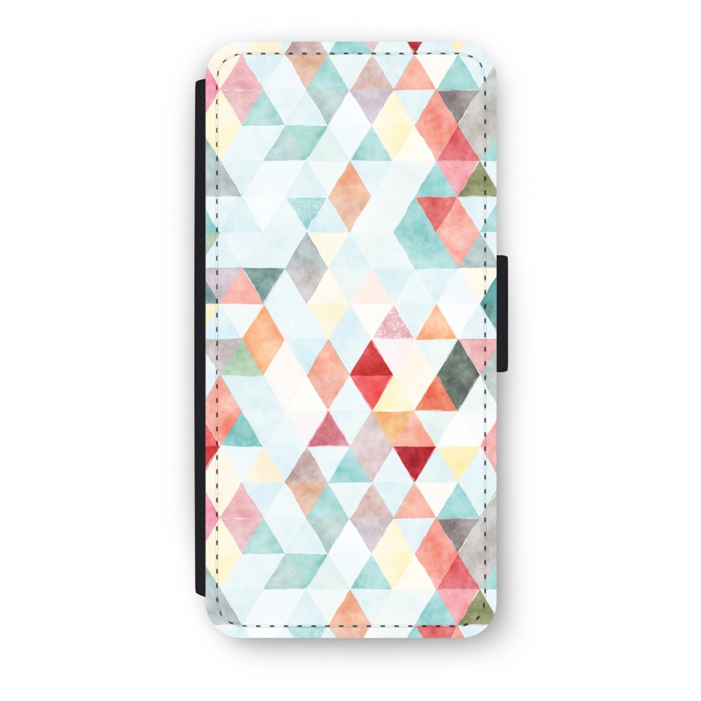 Apple Iphone 5C Flip Hoesje Gekleurde Driehoekjes Pastel apple kopen in de aanbieding
