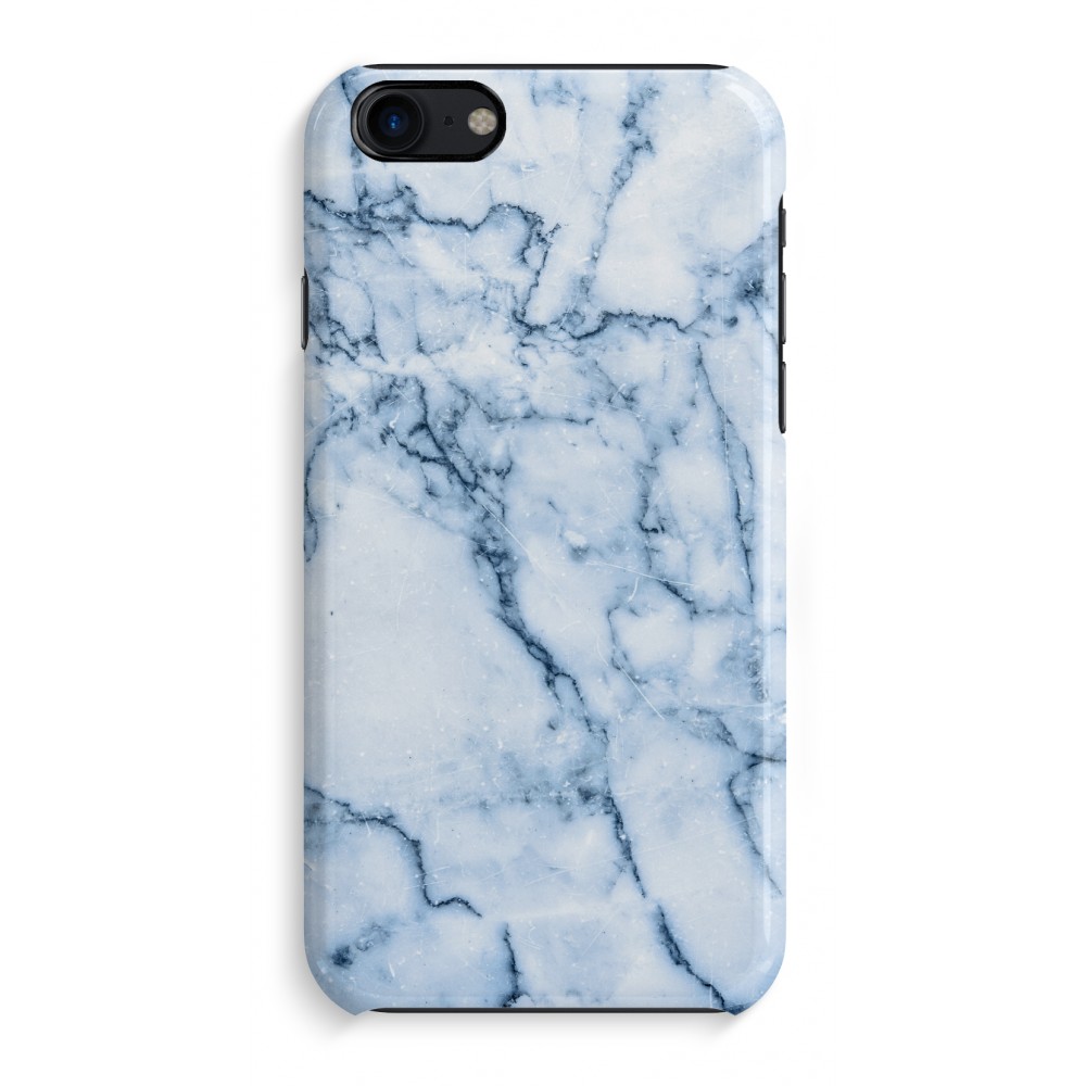 Apple Iphone 7 Volledig Geprint Hoesje Hard Glossy Blauw Marmer apple kopen in de aanbieding