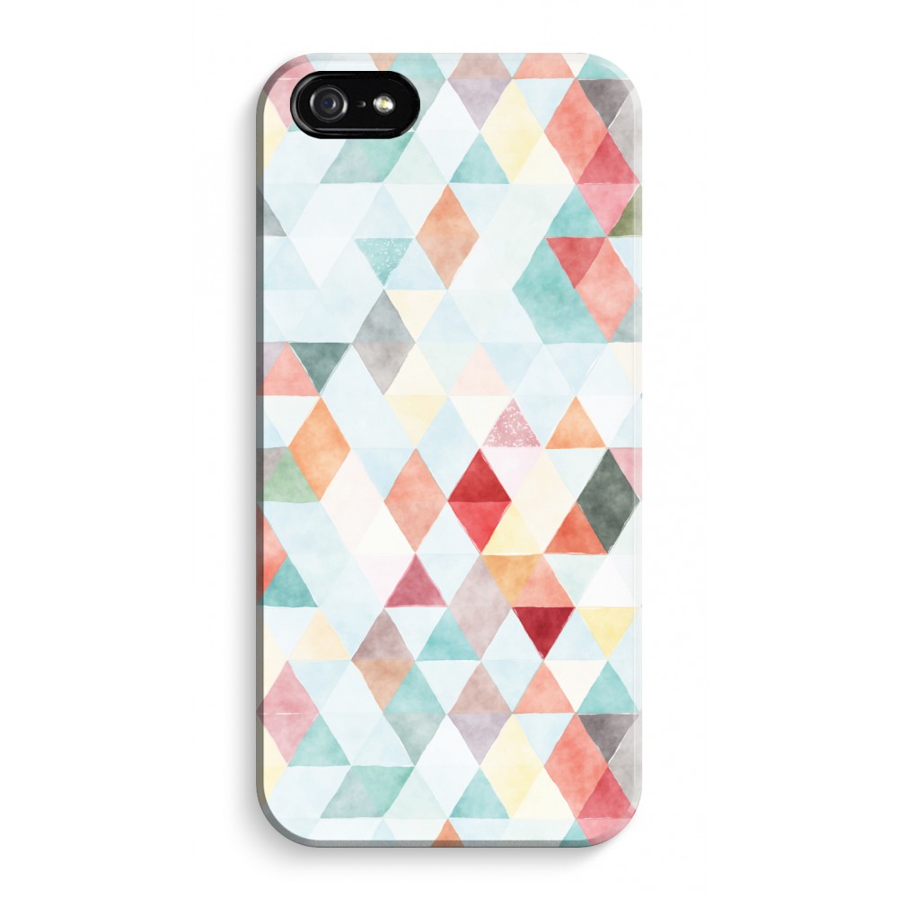 Apple Iphone 5C Volledig Geprint Hoesje Hard Glossy Gekleurde Driehoekjes Pastel apple kopen in de aanbieding