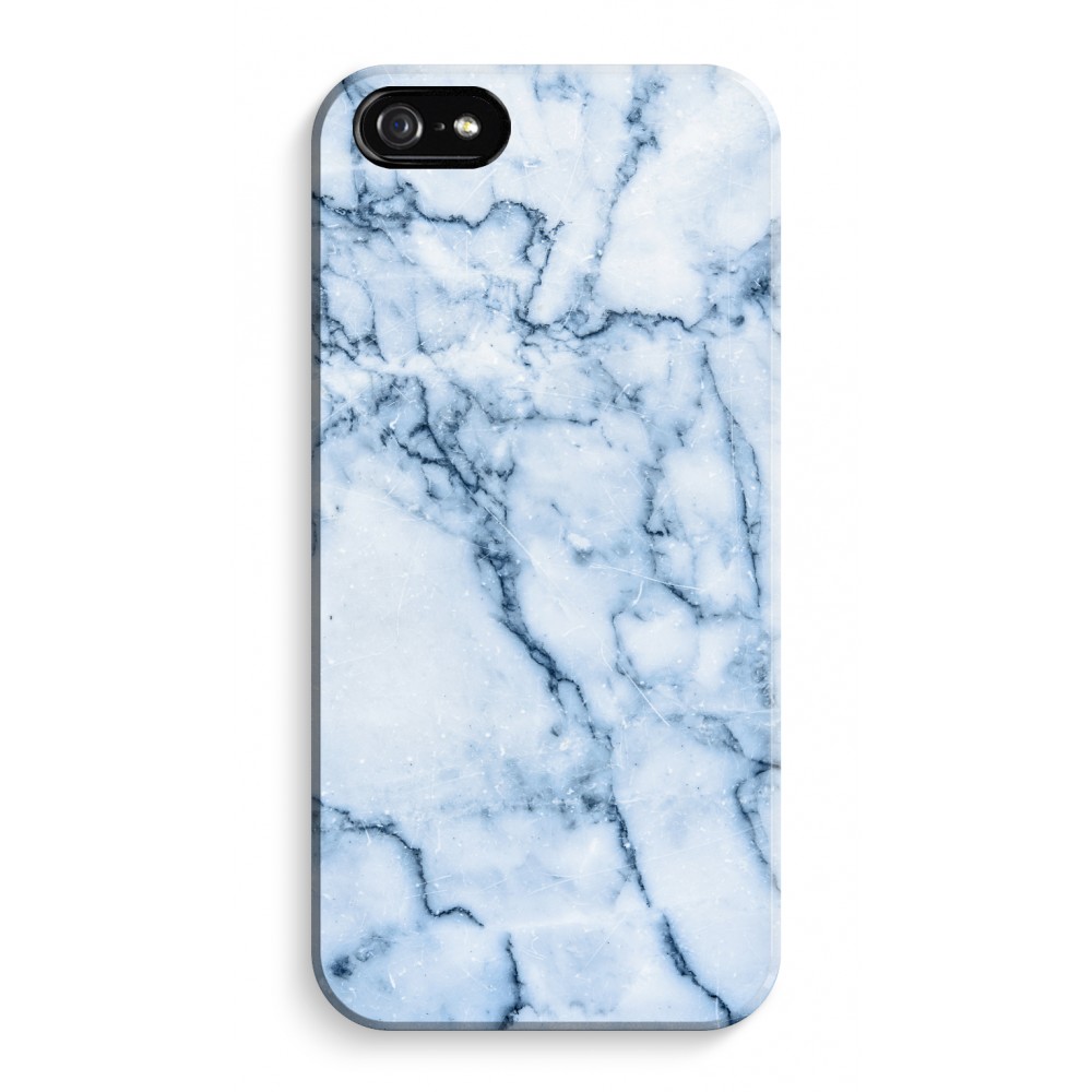Apple Iphone 5C Volledig Geprint Hoesje Hard Glossy Blauw Marmer apple kopen in de aanbieding