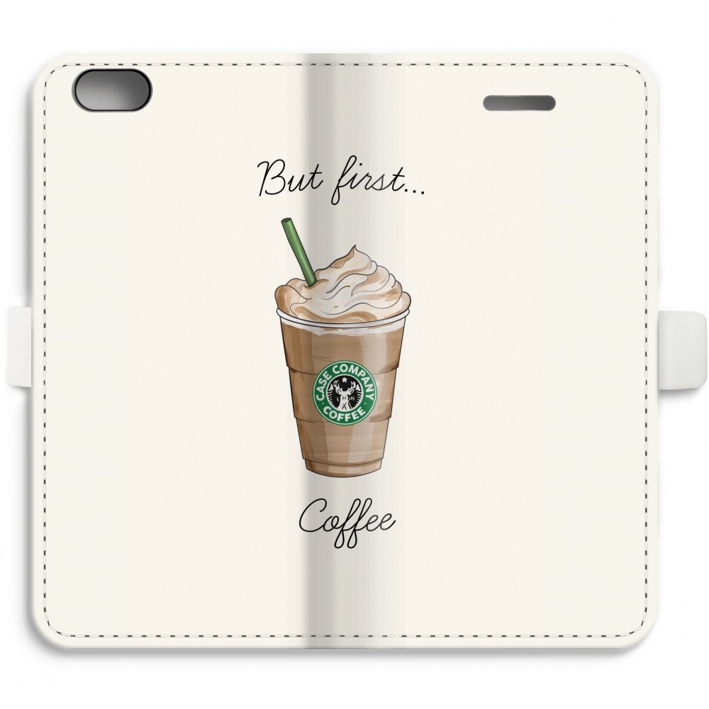 Apple Iphone 6 6S Volledig Geprint Flip Hoesje But First Coffee apple kopen in de aanbieding