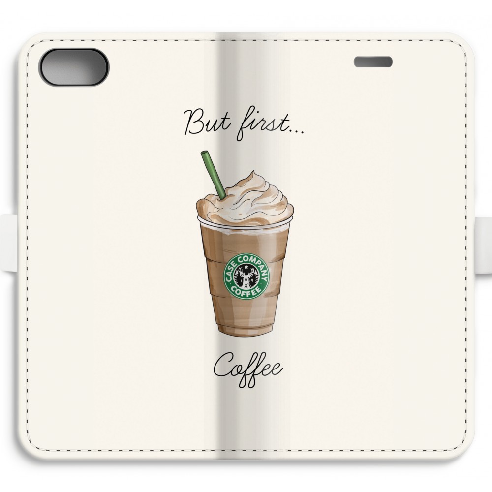Apple Iphone 7 Volledig Geprint Flip Hoesje But First Coffee apple kopen in de aanbieding