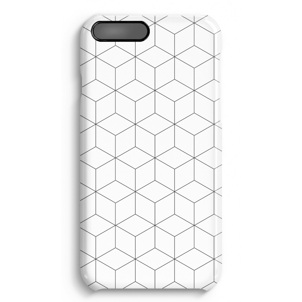 Apple Iphone 7 Plus Volledig Geprint Hoesje Hard Glossy Zwart Witte Kubussen apple kopen in de aanbieding