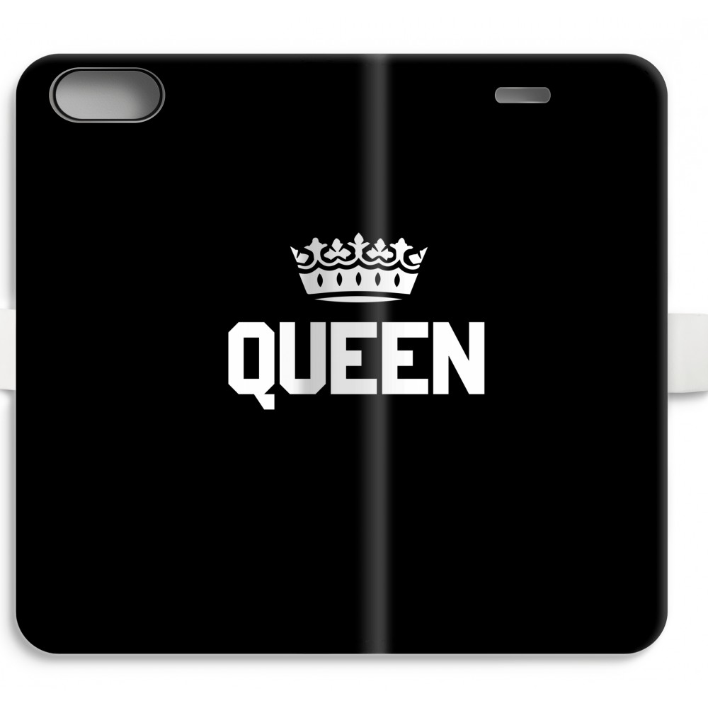 Apple Iphone 7 Plus Volledig Geprint Flip Hoesje Queen Zwart apple kopen in de aanbieding