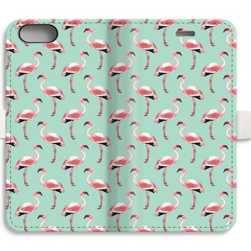 Apple Iphone 7 Plus Volledig Geprint Flip Hoesje Flamingoprint Groen apple kopen in de aanbieding