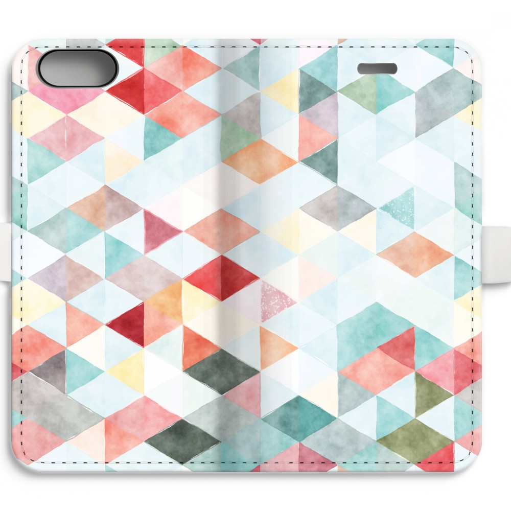 Apple Iphone 7 Plus Volledig Geprint Flip Hoesje Gekleurde Driehoekjes Pastel apple kopen in de aanbieding