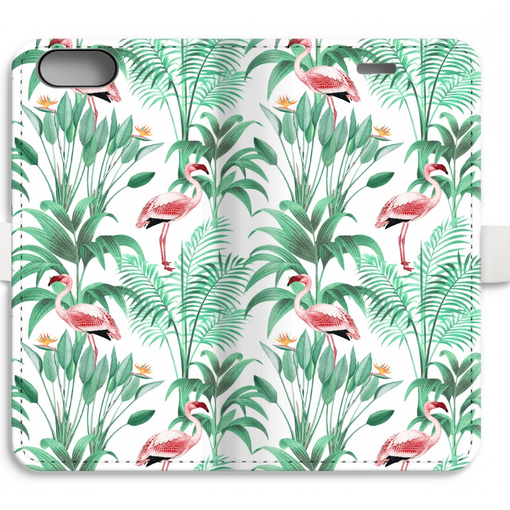 Apple Iphone 7 Plus Volledig Geprint Flip Hoesje Flamingo Bladeren apple kopen in de aanbieding