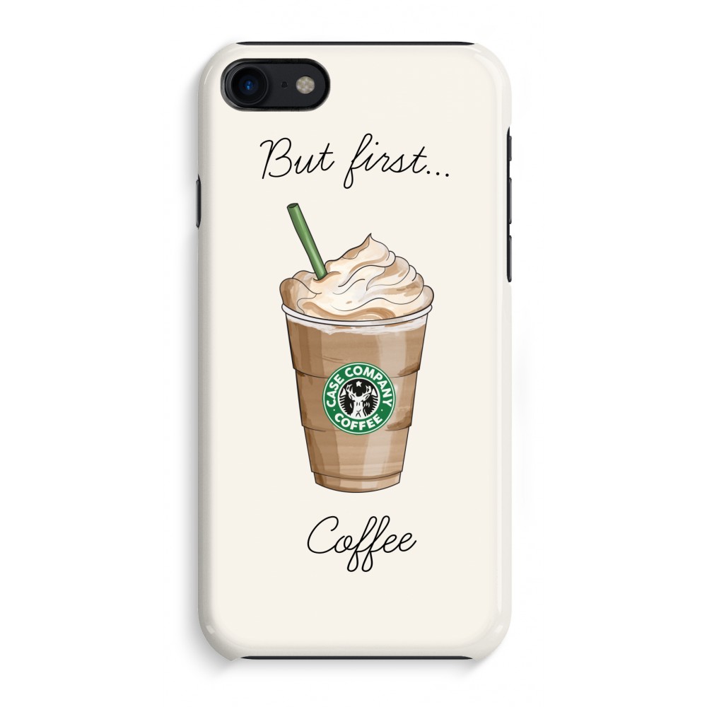 Apple Iphone 8 Volledig Geprint Hoesje Hard Glossy But First Coffee apple kopen in de aanbieding
