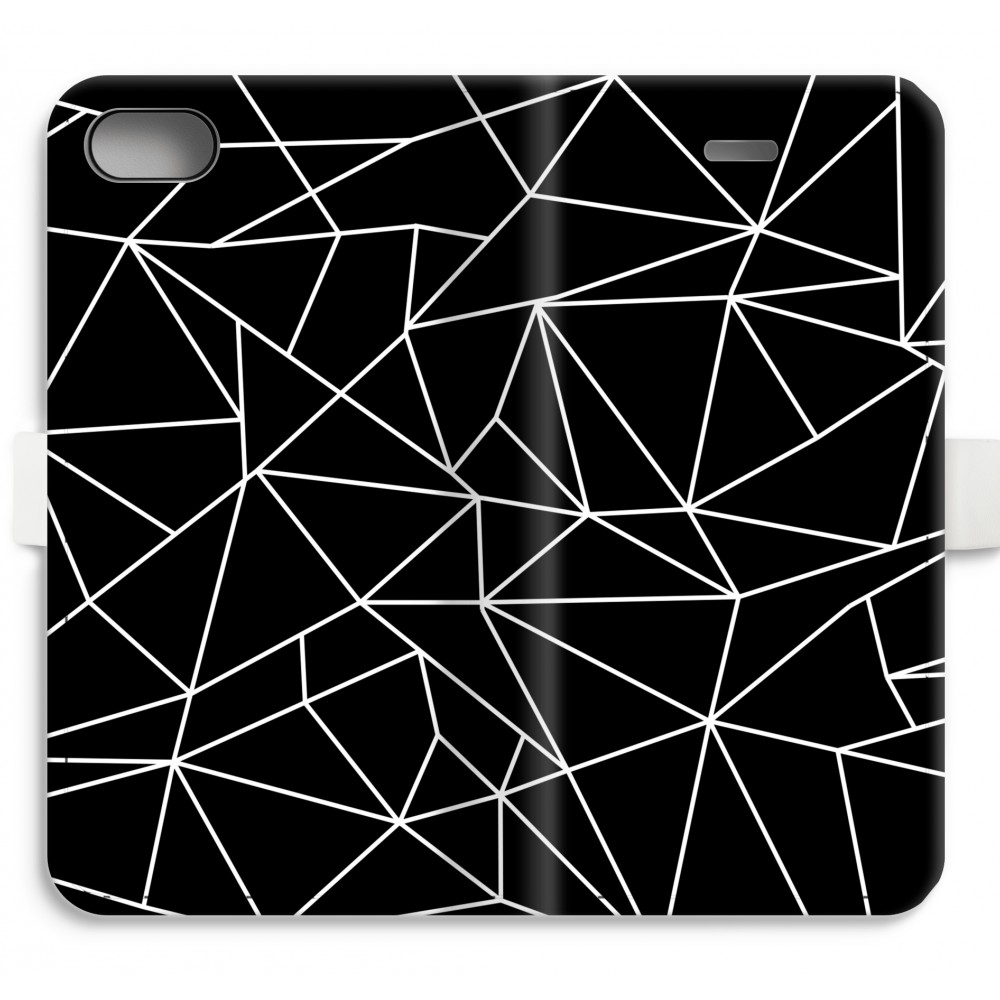 Apple Iphone 8 Volledig Geprint Flip Hoesje Geometrische Lijnen Wit apple kopen in de aanbieding