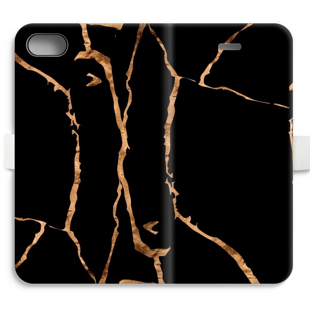 Apple Iphone 8 Volledig Geprint Flip Hoesje Gouden Marmer apple kopen in de aanbieding