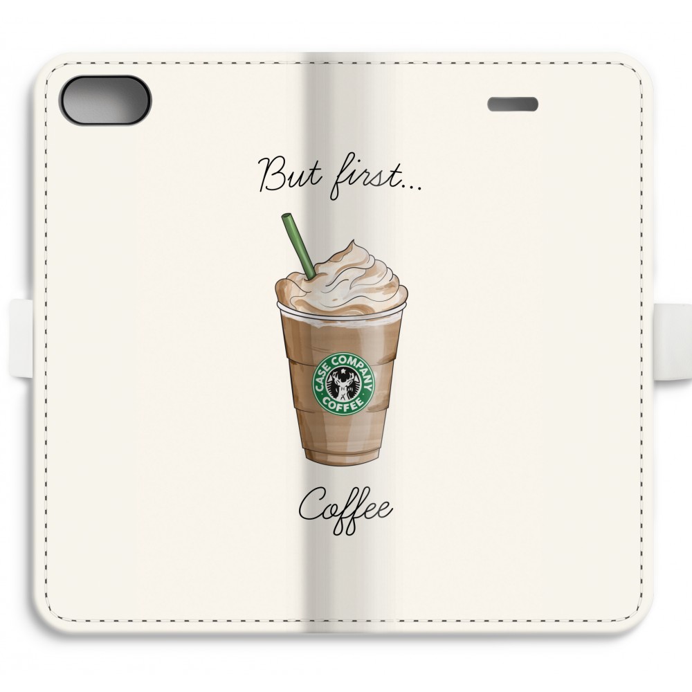 Apple Iphone 8 Volledig Geprint Flip Hoesje But First Coffee apple kopen in de aanbieding