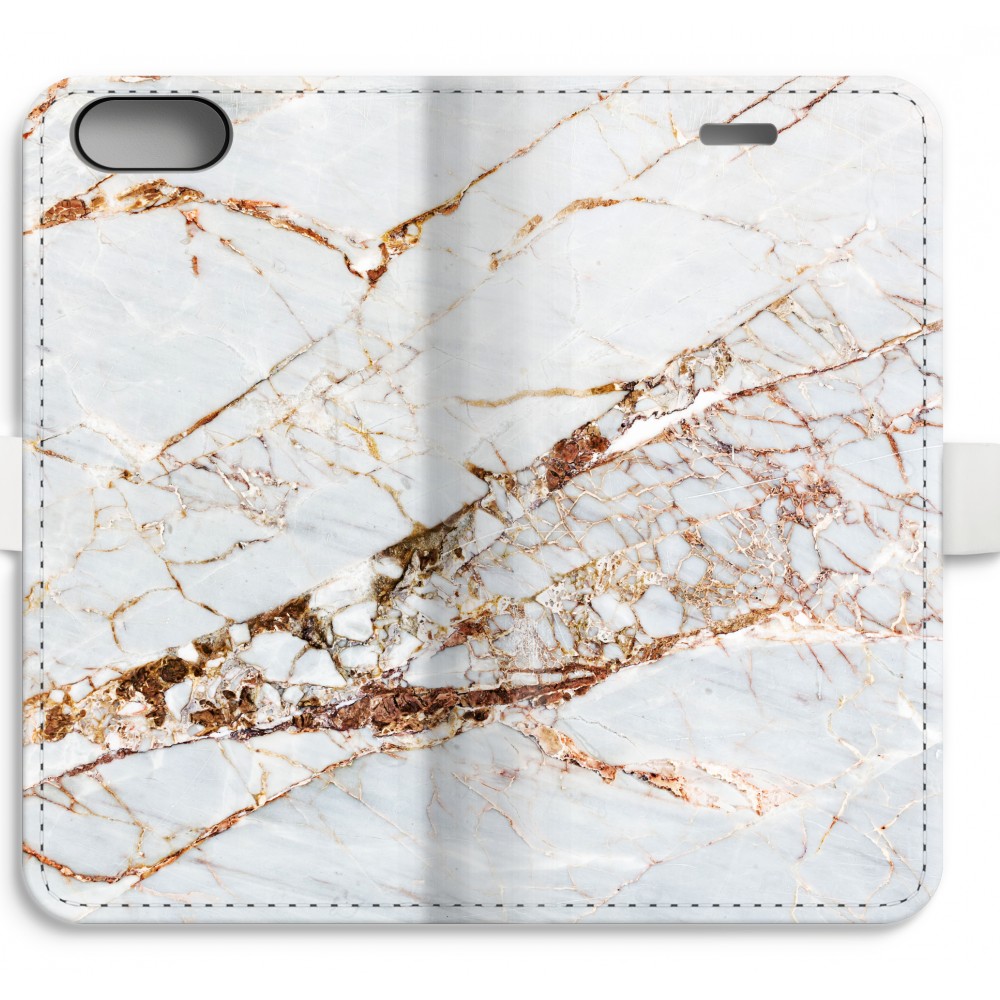 Apple Iphone 8 Plus Volledig Geprint Flip Hoesje Goud Marmer apple kopen in de aanbieding