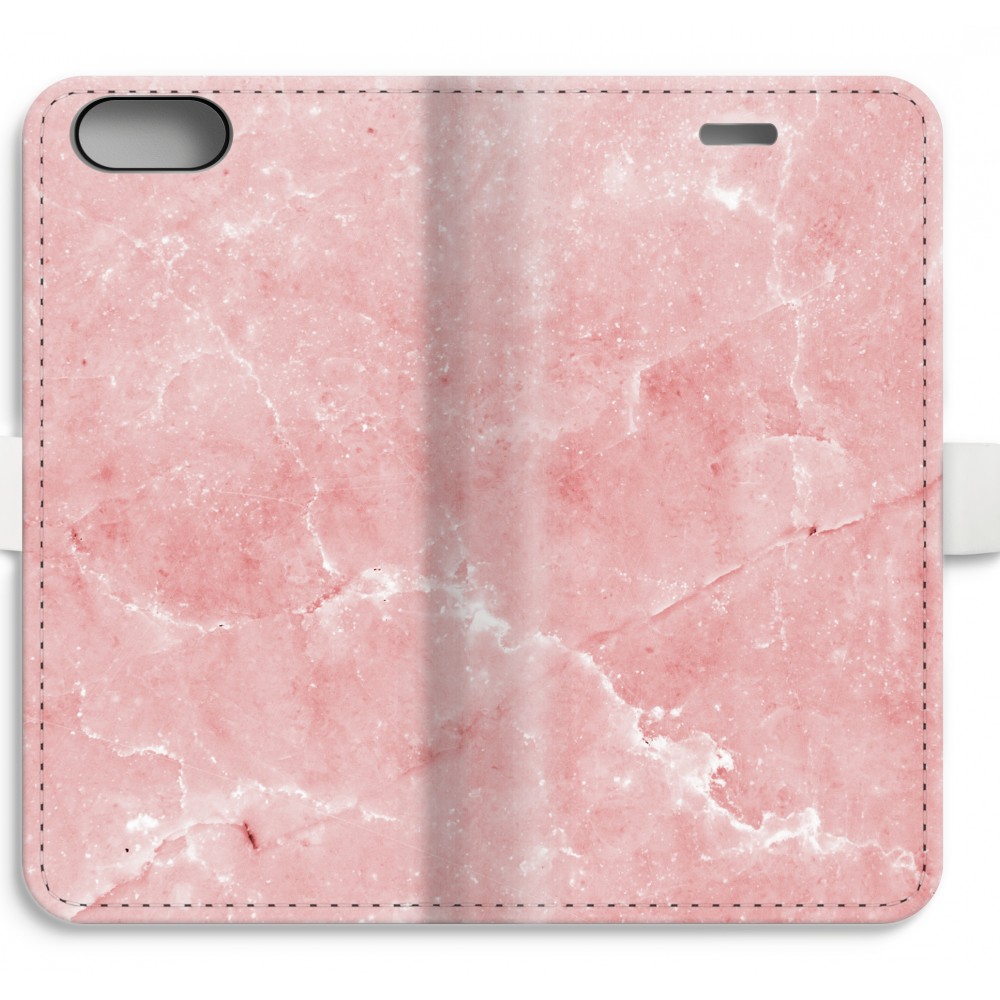 Apple Iphone 8 Plus Volledig Geprint Flip Hoesje Roze Marmer apple kopen in de aanbieding