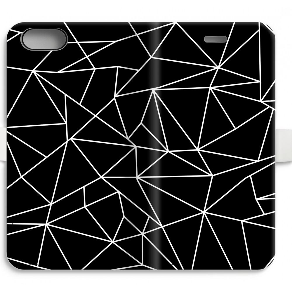 Apple Iphone 8 Plus Volledig Geprint Flip Hoesje Geometrische Lijnen Wit apple kopen in de aanbieding