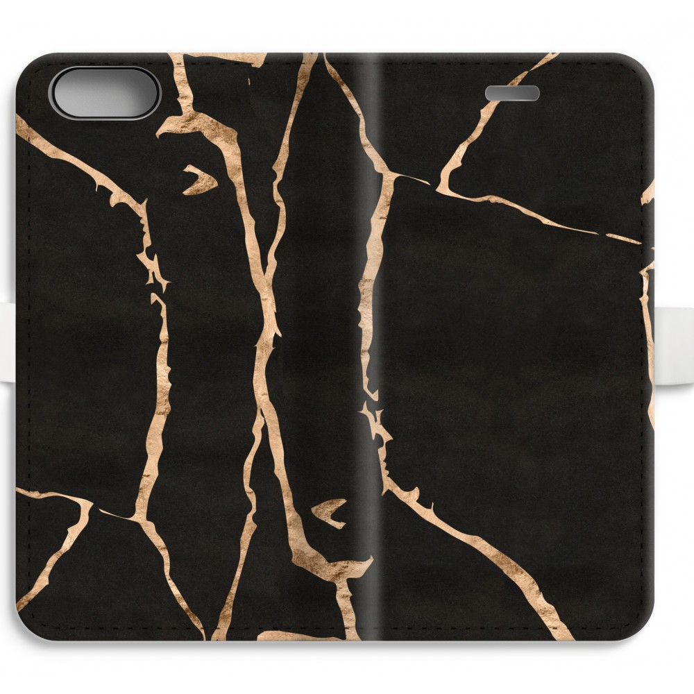 Apple Iphone 8 Plus Volledig Geprint Flip Hoesje Gouden Marmer apple kopen in de aanbieding