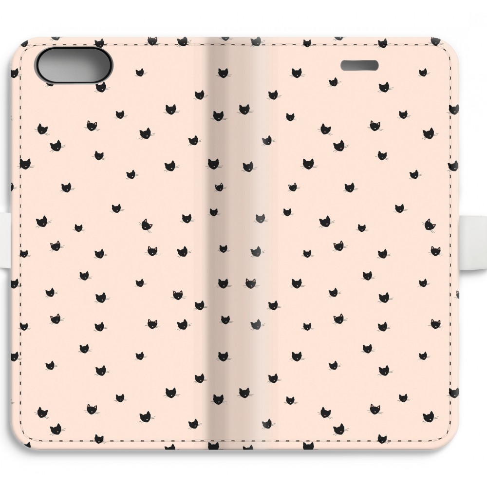 Apple Iphone 8 Plus Volledig Geprint Flip Hoesje Kleine Kattenkopjes apple kopen in de aanbieding