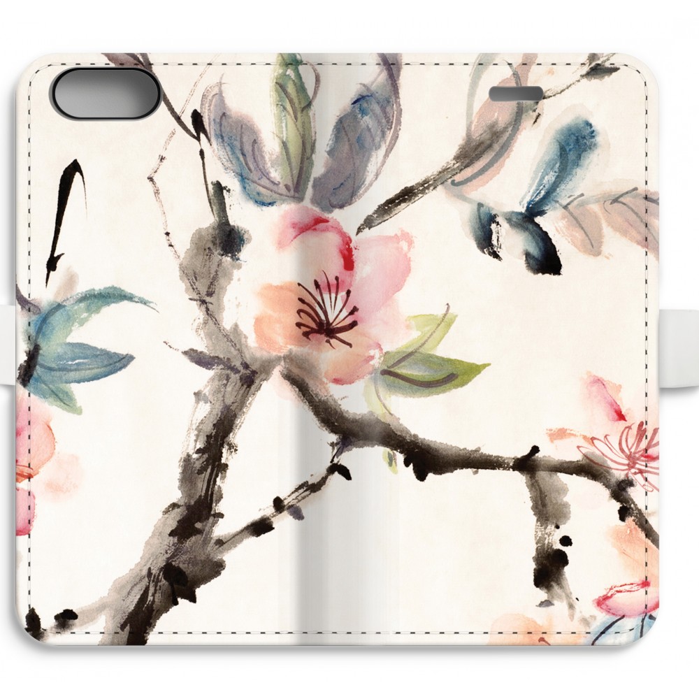 Apple Iphone 8 Plus Volledig Geprint Flip Hoesje Japanse Bloemen apple kopen in de aanbieding