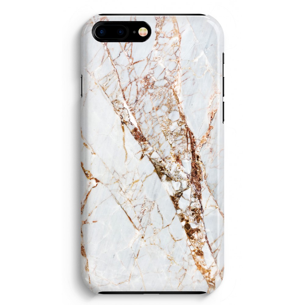 Apple Iphone 8 Plus Volledig Geprint Hoesje Hard Glossy Goud Marmer apple kopen in de aanbieding