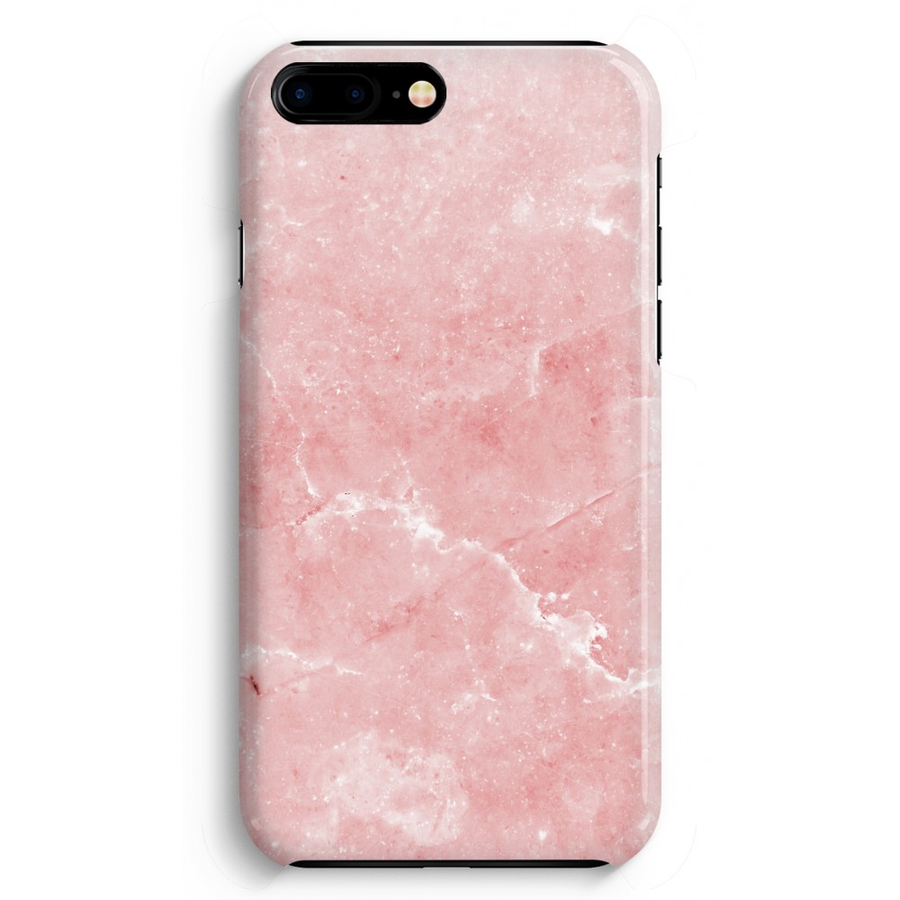 Apple Iphone 8 Plus Volledig Geprint Hoesje Hard Glossy Roze Marmer apple kopen in de aanbieding