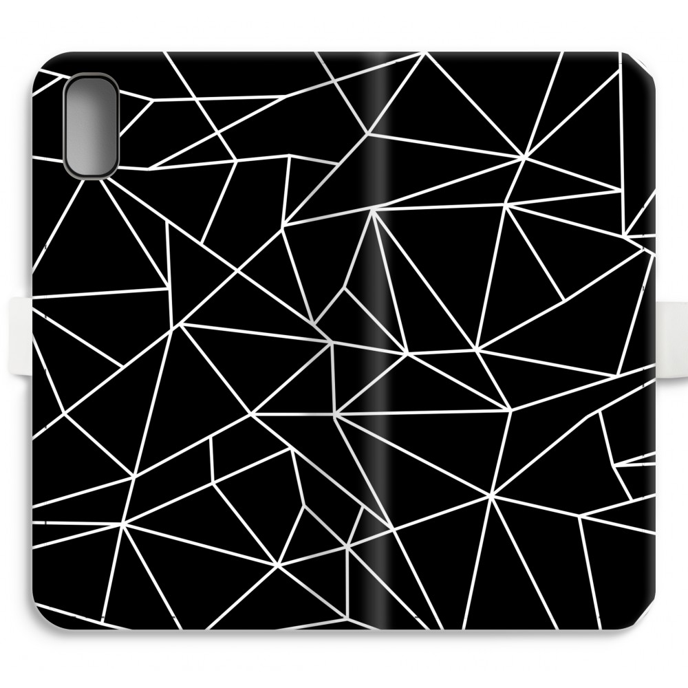 Apple Iphone Xs Volledig Geprint Flip Hoesje Geometrische Lijnen Wit apple kopen in de aanbieding