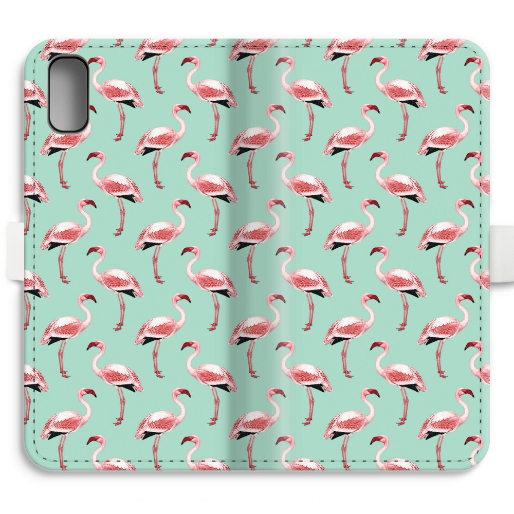 Apple Iphone Xs Volledig Geprint Flip Hoesje Flamingoprint Groen apple kopen in de aanbieding