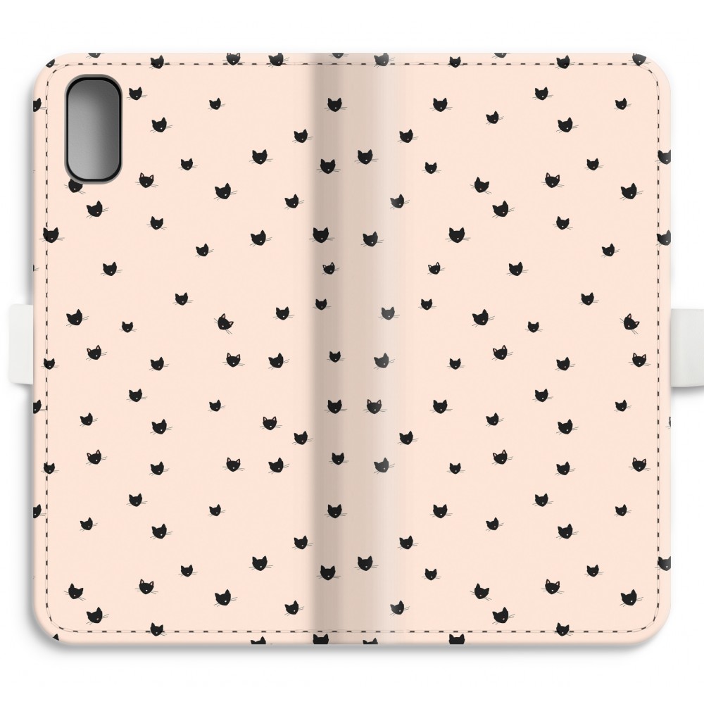 Apple Iphone Xs Volledig Geprint Flip Hoesje Kleine Kattenkopjes apple kopen in de aanbieding