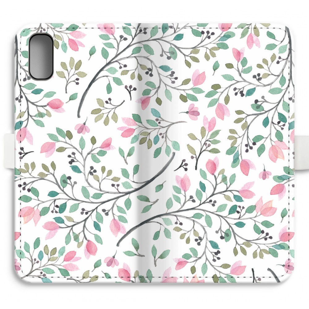 Apple Iphone Xs Volledig Geprint Flip Hoesje Sierlijke Bloemen apple kopen in de aanbieding