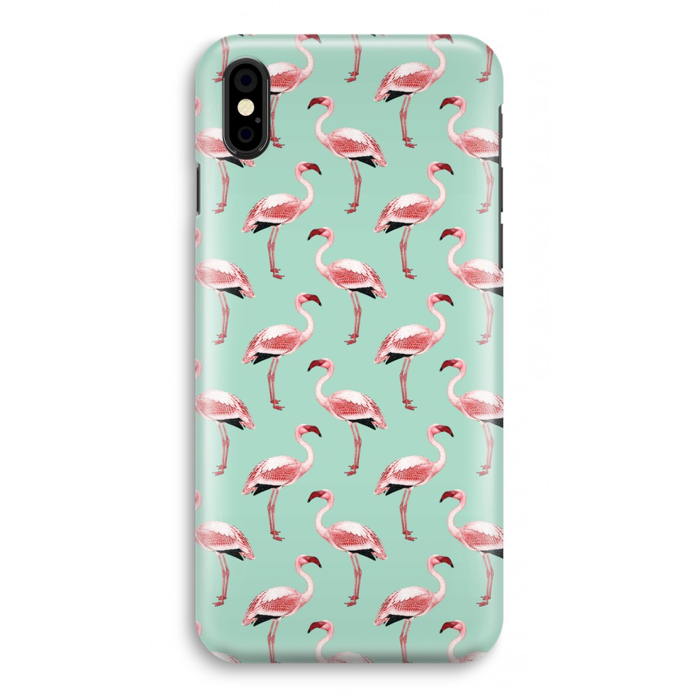 Apple Iphone Xs Volledig Geprint Hoesje Hard Glossy Flamingoprint Groen apple kopen in de aanbieding
