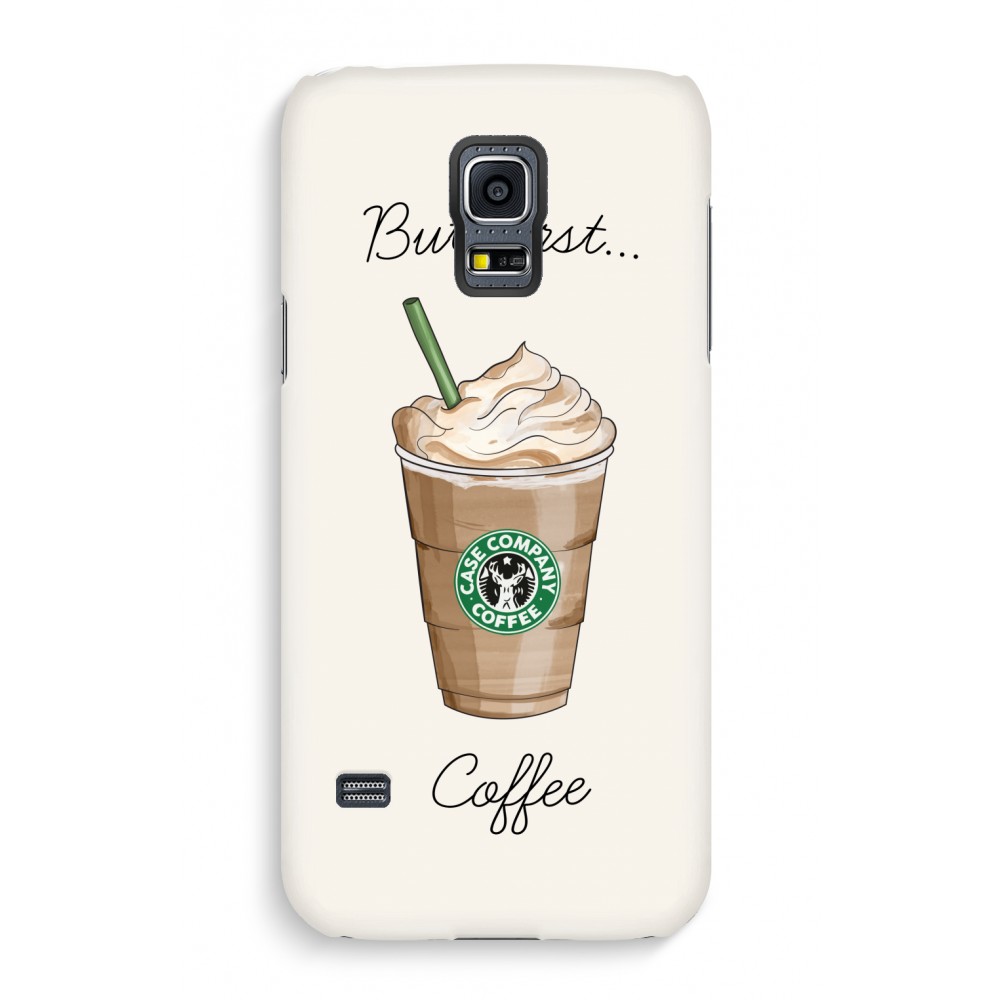 Samsung S5 Volledig Geprint Hoesje Hard Glossy But First Coffee samsung kopen in de aanbieding