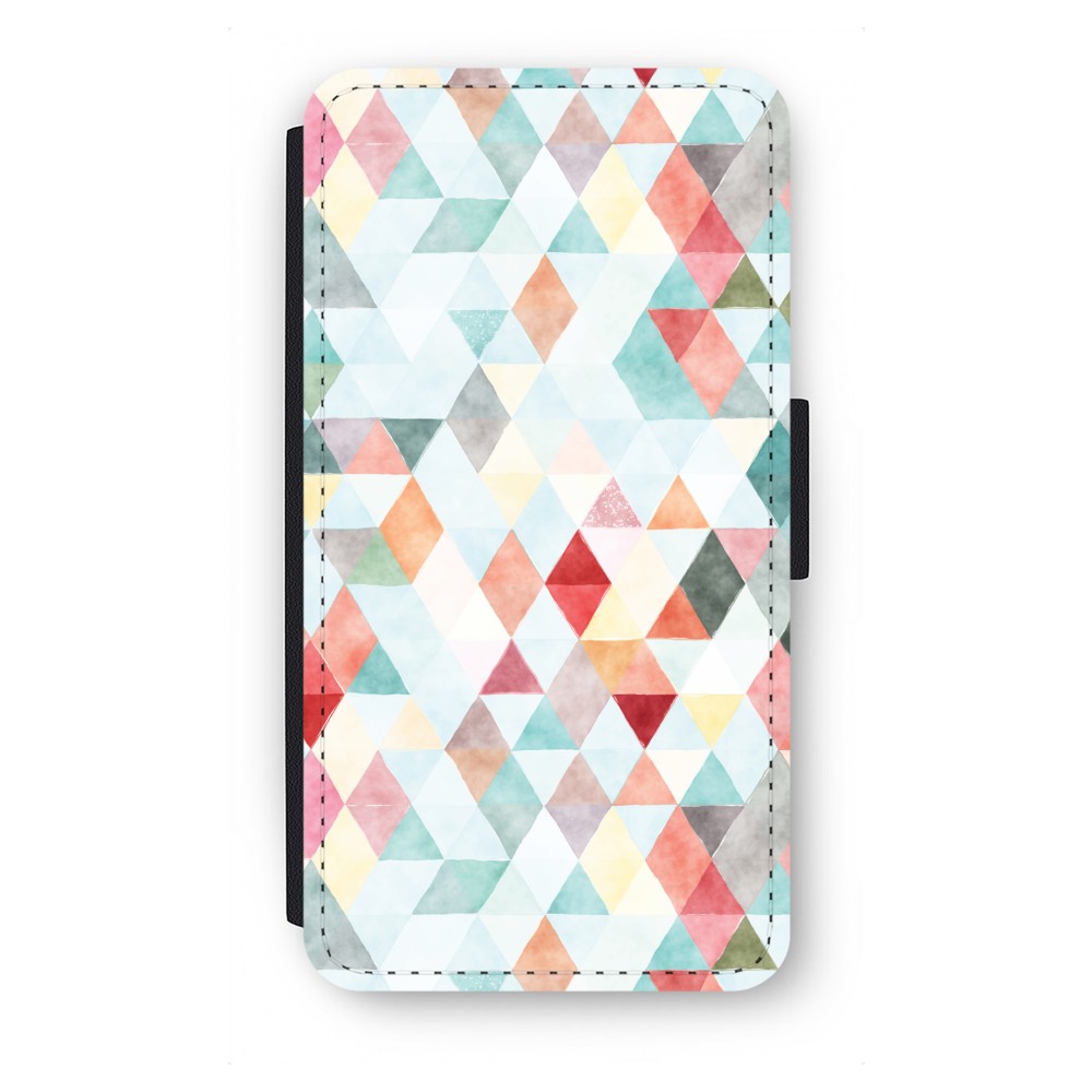 Samsung Galaxy S6 Flip Hoesje Gekleurde Driehoekjes Pastel samsung kopen in de aanbieding