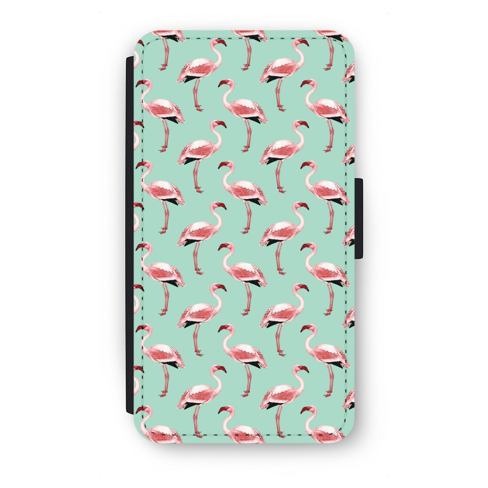 Samsung Galaxy S6 Edge Flip Hoesje Flamingoprint Groen samsung kopen in de aanbieding